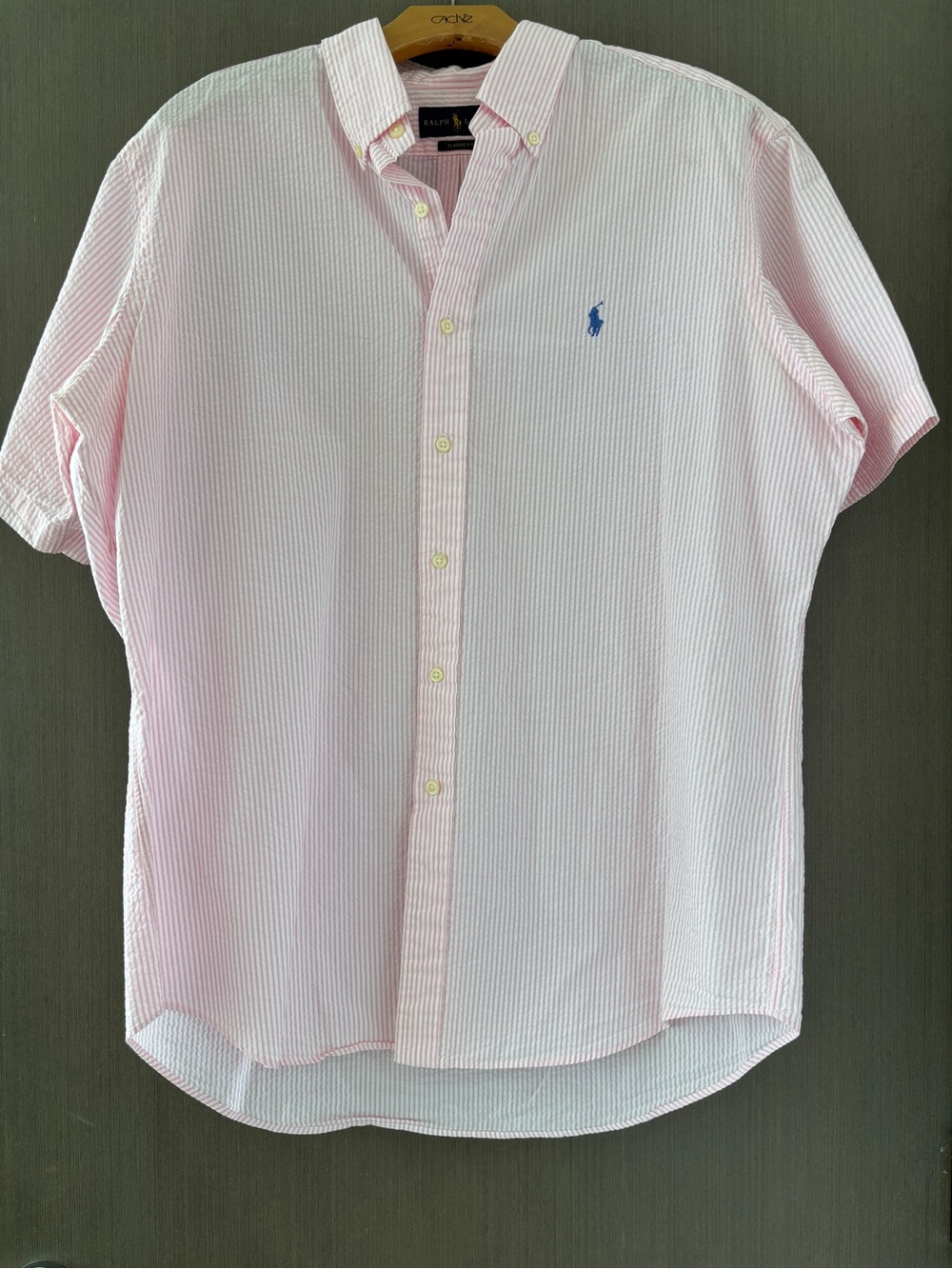 Ralph Lauren Pink Seersucker Shirt - Size Large